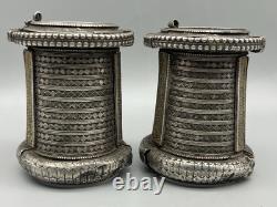 Pair of ancient bracelets in solid silver, old style 606 grams Sindhi