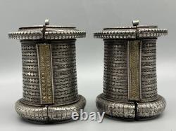Pair of ancient bracelets in solid silver, old style 606 grams Sindhi