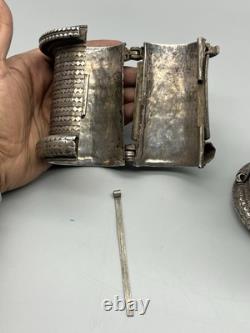Pair of ancient bracelets in solid silver, old style 606 grams Sindhi