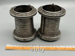 Pair of ancient bracelets in solid silver, old style 606 grams Sindhi