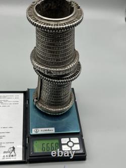 Pair of ancient bracelets in solid silver, old style 606 grams Sindhi