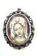 Pendant / Old Brooch In Solid Silver Drawing Of A 19th Century Virgin
