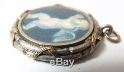 Pendant Silver Medallion + Or + Angel Miniature Gem Former 18th Century