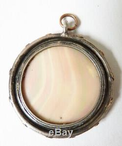 Pendant Silver Medallion + Or + Angel Miniature Gem Former 18th Century