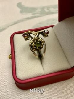 Peridot, Garnet, Solid Silver, Vermeil, Vintage Ring Design