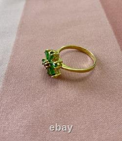 Peridot Ruby Gold, Silver, Antique Solid Silver Ring, Art Deco