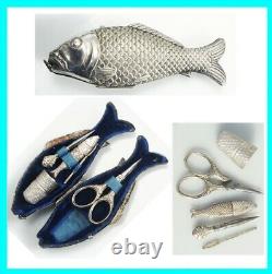 Petit Necessaire De Couture Poisson Caisson Ancien Xixe French Sewing Etui