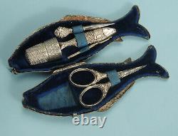 Petit Necessaire De Couture Poisson Caisson Ancien Xixe French Sewing Etui