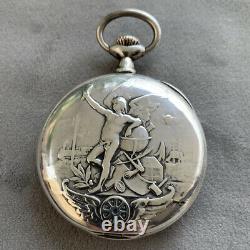 Pocket Watch Silver Case Old Omega Holy Antique Silver Pocket Watch