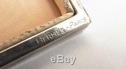 Poudrier Signed Former Hermes Paris Silver + Ruby ​​carriage Silver Powder Box