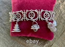 RARE Ancient Solid Silver Bracelet Japan CHARMS Ancient Solid Silver Bracelet