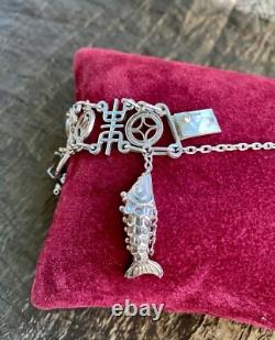 RARE Ancient Solid Silver Bracelet Japan CHARMS Ancient Solid Silver Bracelet