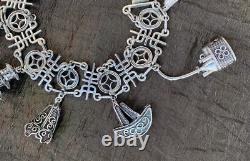 RARE Ancient Solid Silver Bracelet Japan CHARMS Ancient Solid Silver Bracelet