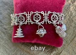 RARE Ancient Solid Silver Japanese CHARMS Bracelet