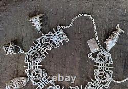 RARE Ancient Solid Silver Japanese CHARMS Bracelet