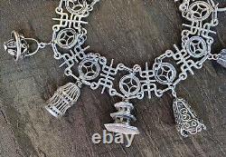 RARE Ancient Solid Silver Japanese CHARMS Bracelet