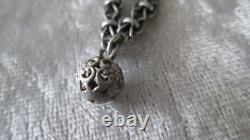 RARE Antique Solid Silver Necklace with Charm, 19th Century, Napoleon III