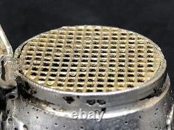 RARE beautiful old small vinaigrette pendant box 19th century solid silver perfume
