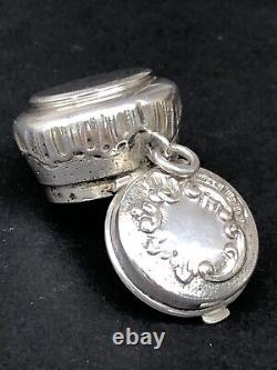 RARE beautiful old small vinaigrette pendant box 19th century solid silver perfume