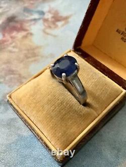 REAL SAPPHIRE + 3 Carat ANTIQUE SOLITAIRE RING in SOLID SILVER