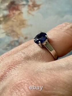 REAL SAPPHIRE + 3 Carat ANTIQUE SOLITAIRE RING in SOLID SILVER