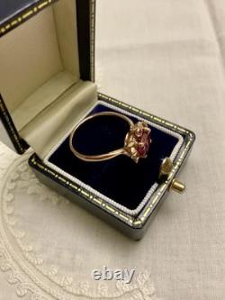 Rare ANCIENT RING BEAUTIFUL TOURMALINE, RUBY, SOLID SILVER / ROSE GOLD VERMEIL