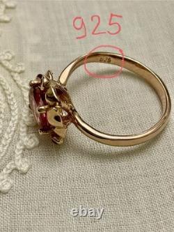 Rare ANCIENT RING BEAUTIFUL TOURMALINE, RUBY, SOLID SILVER / ROSE GOLD VERMEIL