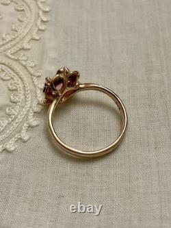 Rare ANCIENT RING BEAUTIFUL TOURMALINE, RUBY, SOLID SILVER / ROSE GOLD VERMEIL