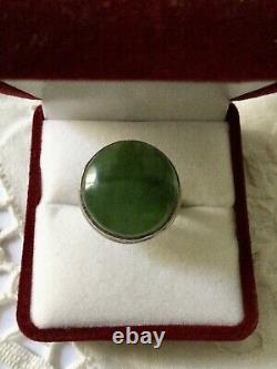 Rare Ancienne Audient Jade Of Canada, Argent Massif, Creator, Imposant