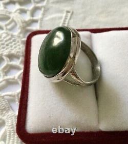 Rare Ancienne Audient Jade Of Canada, Argent Massif, Creator, Imposant