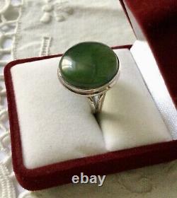 Rare Ancienne Audient Jade Of Canada, Argent Massif, Creator, Imposant