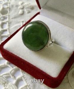 Rare Ancienne Audient Jade Of Canada, Argent Massif, Creator, Imposant