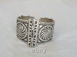 Rare Ancient Basque Art Deco Solid Silver Teguy Manchette Bardos 1753 Bracelet