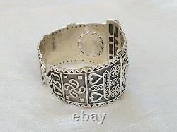 Rare Ancient Basque Art Deco Solid Silver Teguy Manchette Bardos 1753 Bracelet