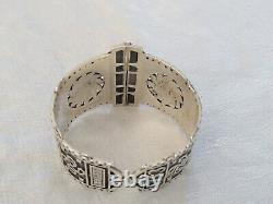 Rare Ancient Basque Art Deco Solid Silver Teguy Manchette Bardos 1753 Bracelet