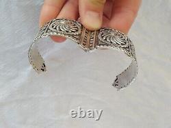 Rare Ancient Basque Art Deco Solid Silver Teguy Manchette Bardos 1753 Bracelet