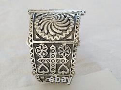 Rare Ancient Basque Art Deco Solid Silver Teguy Manchette Bardos 1753 Bracelet