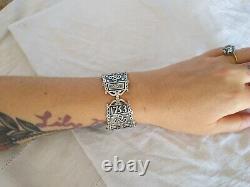 Rare Ancient Basque Art Deco Solid Silver Teguy Manchette Bardos 1753 Bracelet