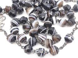 Rare Ancient Beads In Silver And Agate Banded XIX