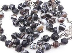 Rare Ancient Beads In Silver And Agate Banded XIX
