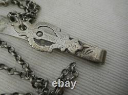 Rare Ancient Chatelaine Clavet Silver Massif 950 Minerve Crab 78grs Bt1 Lot