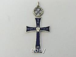 Rare Ancient Constantin Augis Solid Silver Enamel Art Nouveau Cross