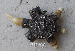 Rare Ancient Ethnic Amulet in Solid Silver with Teeth and Fangs - A Must See