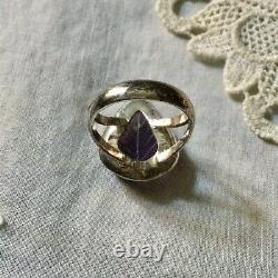 Rare Ancient Intail Ring Amethyste Sculpted, Silver Massive, Splendid