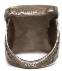 Rare Antique Afghan Carved Lapis Lazuli Ring in Solid Silver