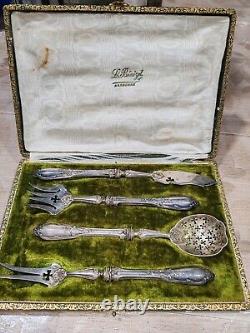 Rare Antique Covered Candy Service in Solid Silver with Minerva Hallmark to Seize