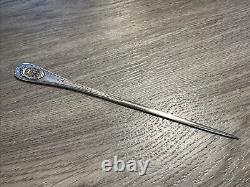 Rare Antique Letter Opener with Crowned Monogram Solid Silver and Gold