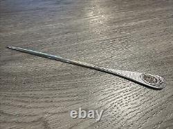 Rare Antique Letter Opener with Crowned Monogram Solid Silver and Gold