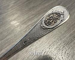 Rare Antique Letter Opener with Crowned Monogram Solid Silver and Gold