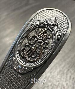 Rare Antique Letter Opener with Crowned Monogram Solid Silver and Gold